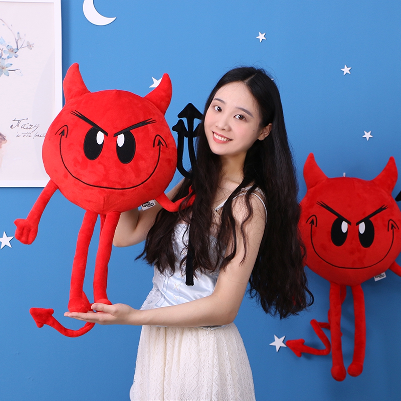 Emoji Emotion Soft Red Trident Devil Plush Toys Stuffed Devil Cushion Decent Bed Toys For Children's Gift