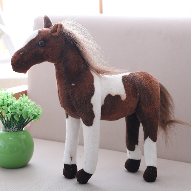 Simulation Soft Horse Plush Toys Stuffed Animal Ferghana Horse Education Toys Kids Birthday Gift Home Decoration Prop Toy