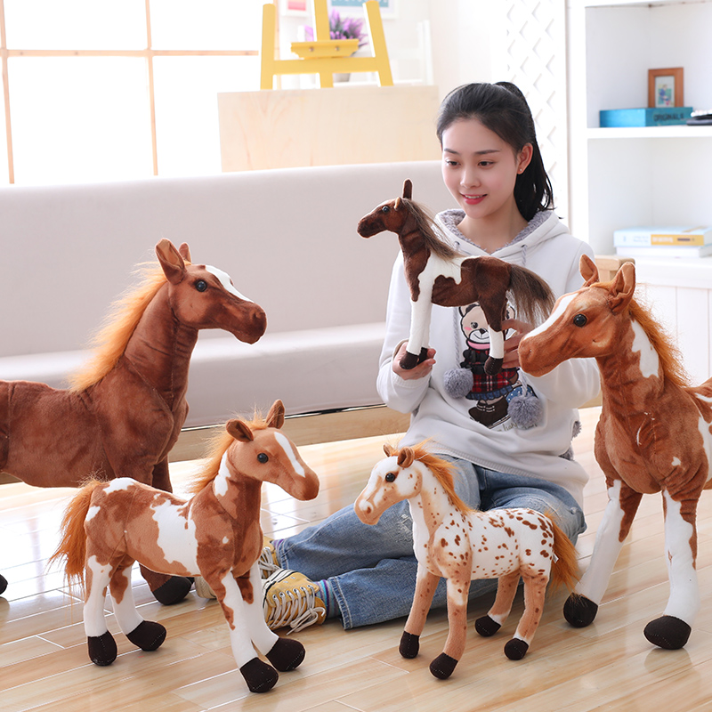 Simulation Soft Horse Plush Toys Stuffed Animal Ferghana Horse Education Toys Kids Birthday Gift Home Decoration Prop Toy