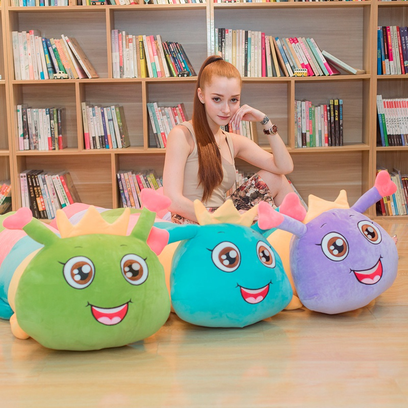 90/110/130cm Large Soft Colorful Carpenter Worm Plush Toy Climbing Mat Pillow Toys For Children